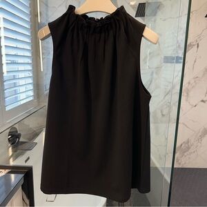 Ann Taylor Factory Black Ruched Sleeveless Blouse